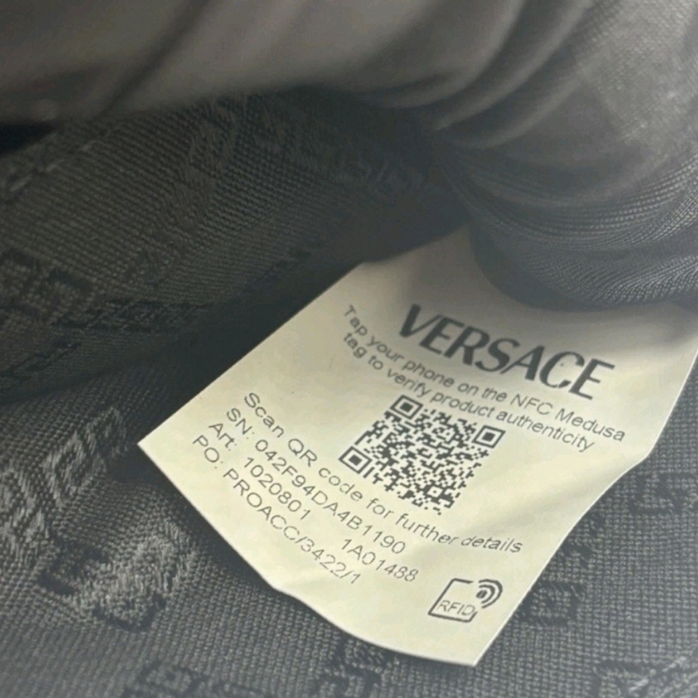 Versace Shoulder Bag Coated Canvas Monogram Calf Pink/black  $1050 Retail/ NEW - Picture 10 of 12